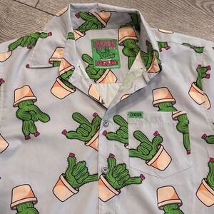 Dixxon Radical Root Button Up Shirt Mens Small Cactus Print Short Sleeve Casual